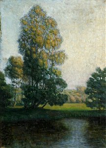 Frants Henningsen - Landskab med træer ved en sø - 1904