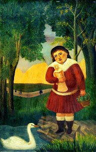 Henri Rousseau (1844-1910) - Child with a Doll in a Landscape - 82-1963 - Southampton City Art Gallery. Free illustration for personal and commercial use.