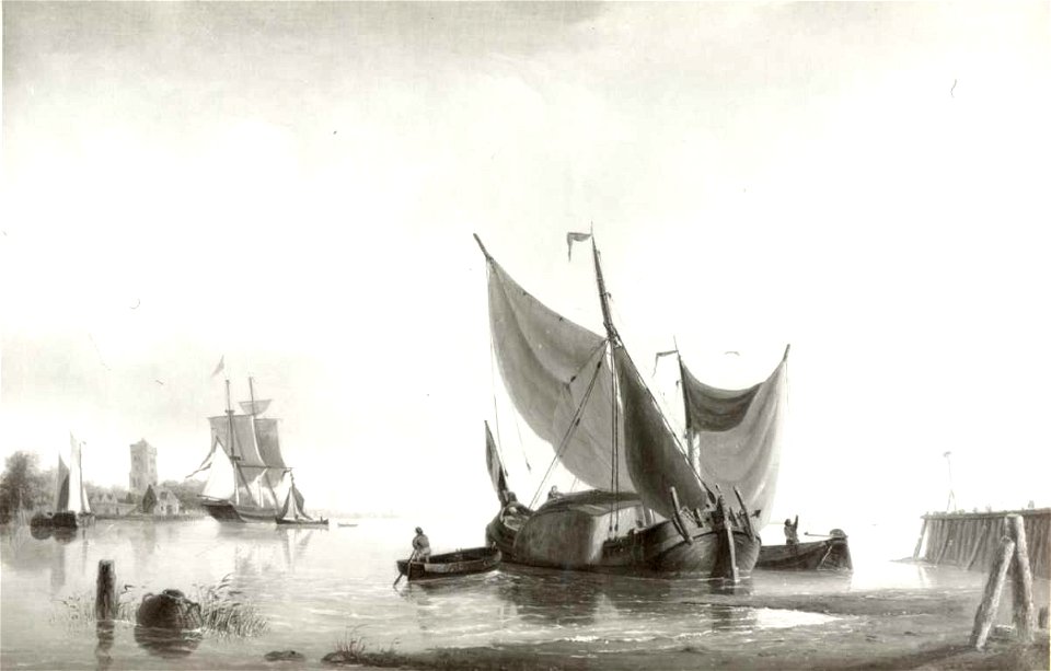 Henri Herman op der Heijde - Riviergezicht met schepen - 0631 - Rijksmuseum Twenthe