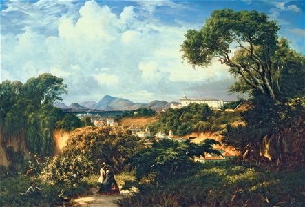 Henri Nicolas Vinet - View of Santa Teresa Convent from the Heights of Paula Matos - Google Art Project. Free illustration for personal and commercial use.