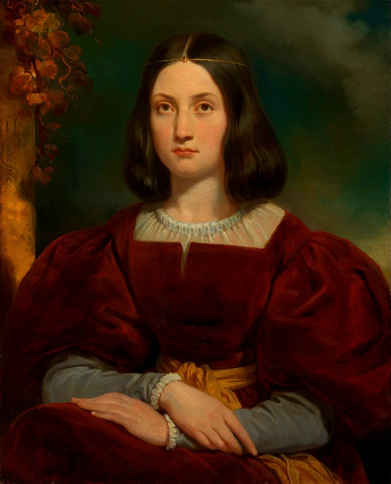 Henri Decaisne (1799-1852) - Portrait of a Lady in Renaissance Costume - RCIN 403684 - Royal Collection