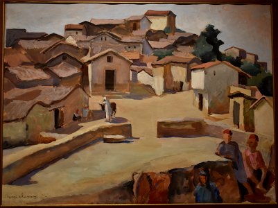 Henri Clamens - Place de village kabyle. Free illustration for personal and commercial use.