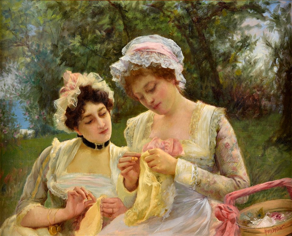 Henri-Charles Daudin Two young women with needlework 1906