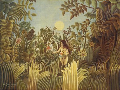 Henri Rousseau - Eve in the Garden of Eden. Free illustration for personal and commercial use.