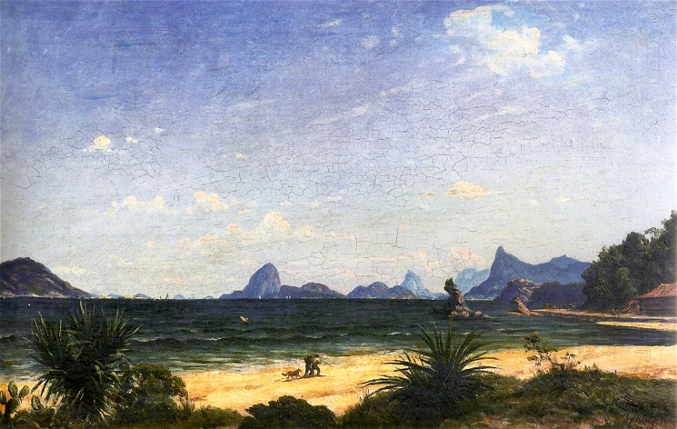 Henri Nicolas Vinet - Vista da entrada da baía do Rio de Janeiro tomada da praia de Icaraí em Niterói