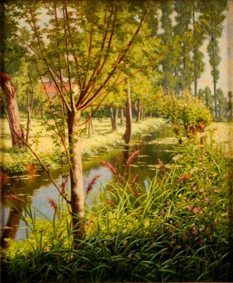 Henri Biva, Rivière en forêt, oil on canvas, 65.5 x 54.5 cm