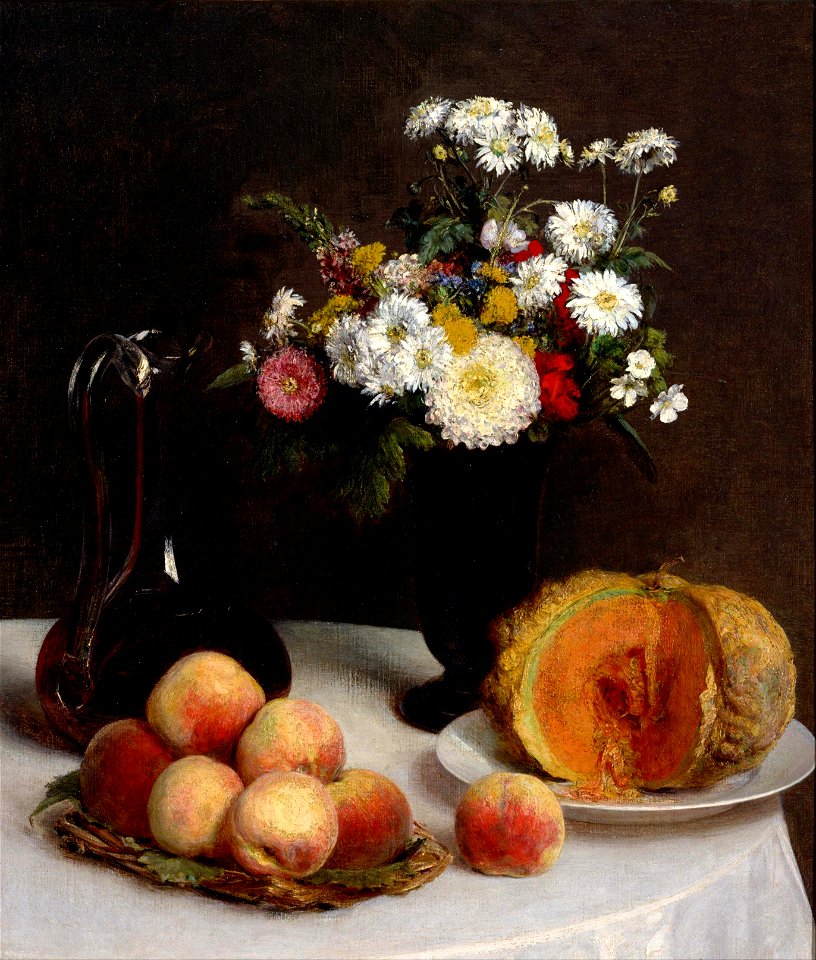 Henri Fantin-Latour - Still Life with a Carafe, Flowers and Fruit - Google Art Project