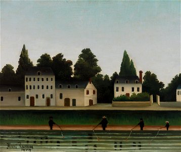 Henri Rousseau - Landscape and Four Fisherman (Paysage et quatre pêcheurs à la ligne) - BF545 - Barnes Foundation. Free illustration for personal and commercial use.