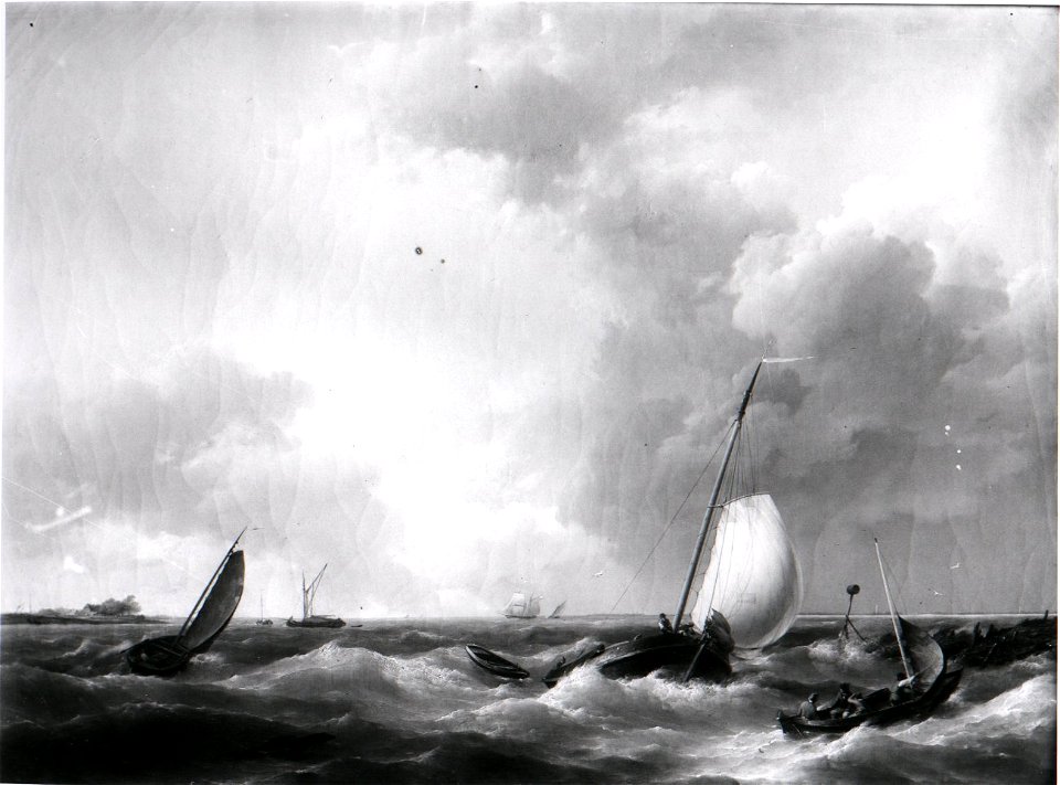 Hermanus (I) Koekkoek - Een gezicht op de Zuiderzee met zeilende schepen - SA 1840 - Amsterdam Museum