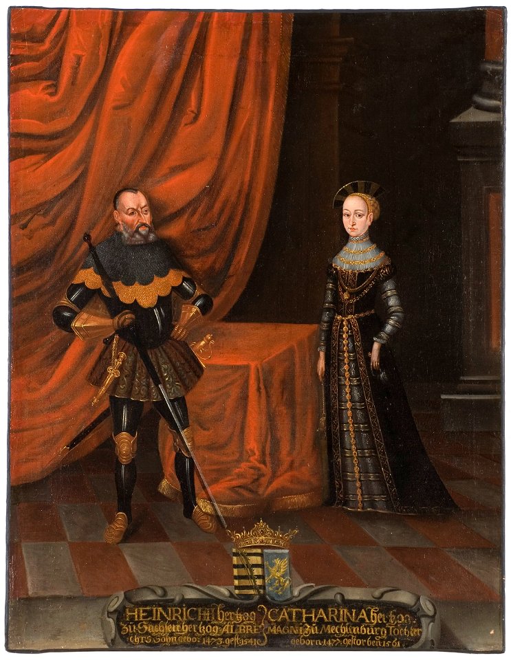 Henrik, 1473-1541, hertig av Sachsen, Katarina, 1477-1561, prinsessa av Mecklenburg - Nationalmuseum - 15270