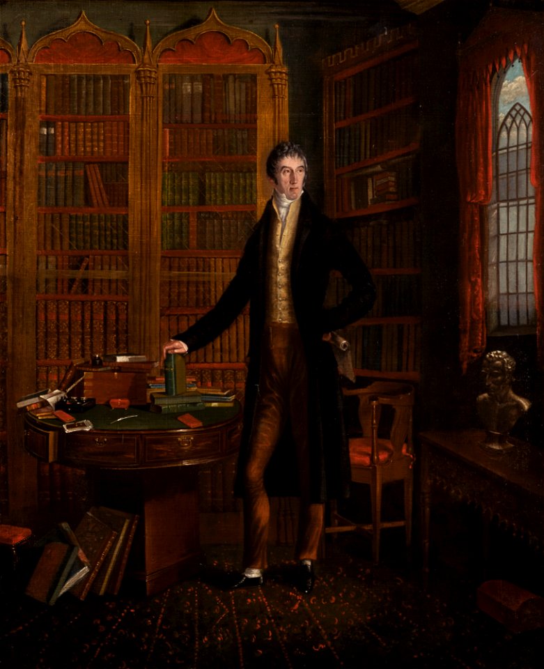Henry Grattan MP, in a library