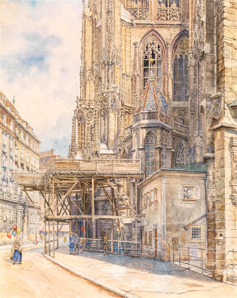 Hermann Schmidt Stephansdom Südturm mit Gerüst