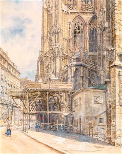 Hermann Schmidt Stephansdom Südturm mit Gerüst