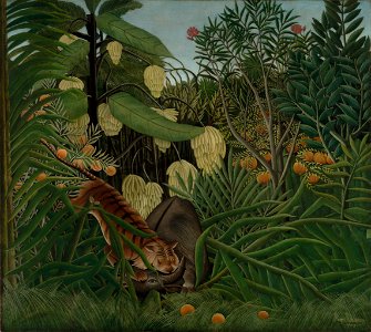 Henri Rousseau - Fight between a Tiger and a Buffalo - 1949.186 - Cleveland Museum of Art. Free illustration for personal and commercial use.