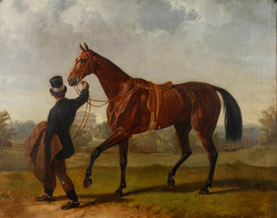 Herrenreiter vor Schloss c1860