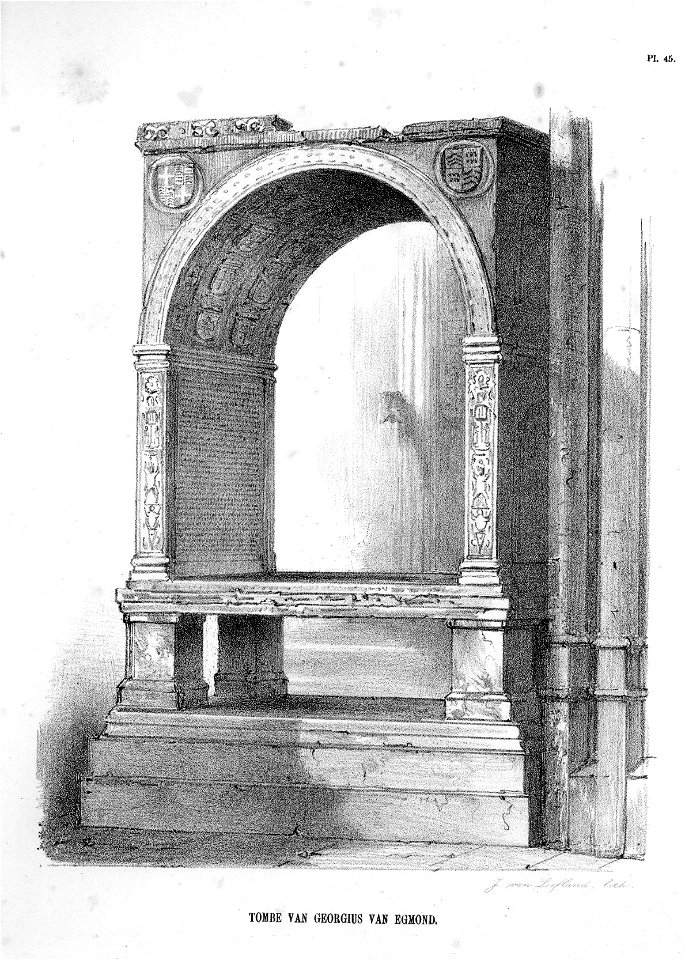 HUA-37011-Interieur van de Domkerk te Utrecht de graftombe van bisschop George van Egmond
