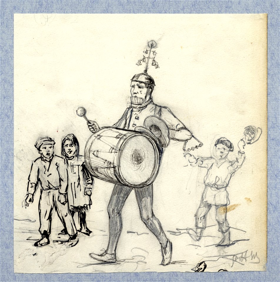 HUA-32795-Afbeelding van een muzikant en drie kinderen tijdens een kermis te Utrecht