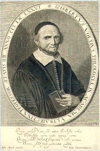 HUA-39294-Portret van Gijsbert Voet geboren 1589 hoogleraar in de theologie aan de Utrechtse hogeschool 1634 1676 overleden 1676 Te halve lijve rechts in toga e