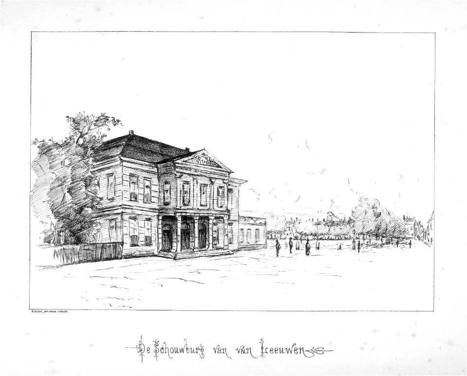 HUA-38235-Afbeelding van de zij en voorgevel van de stadsschouwburg Vredenburg D 163 te Utrecht uit het zuidoostenNB Het adres Vredenburg D 163 is in 1890 gewij