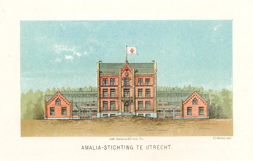 HUA-38591-Afbeelding van de voorgevel van het gebouw van de Amaliastichting Jutfaseweg 5 te Utrecht