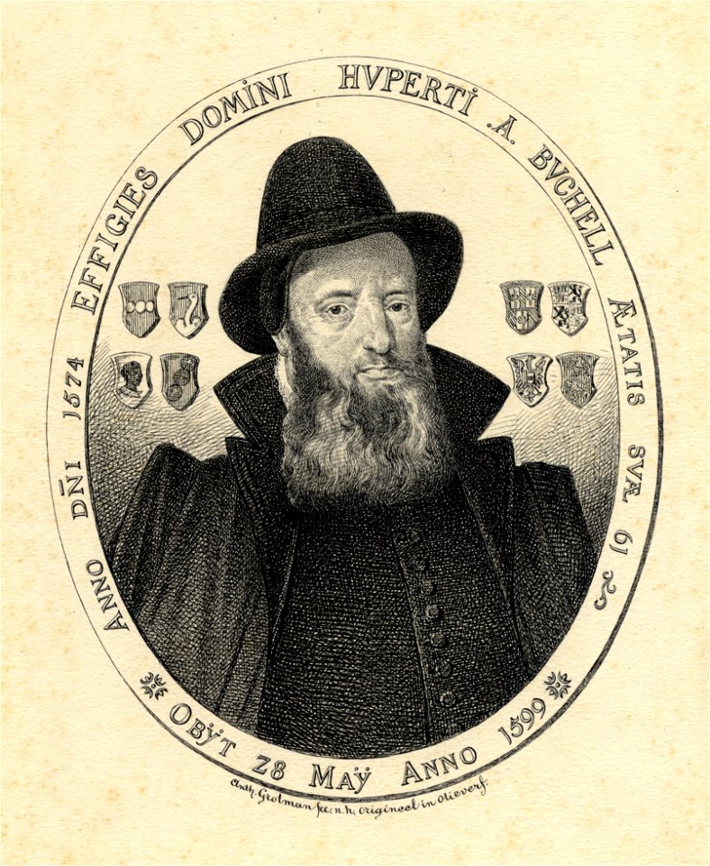 HUA-38846-Portret van H van Buchel geboren 1513 kanunnik van St Marie te Utrecht stichter van de stadsbibliotheek en van de Fundatie van Buchell overleden 28 me