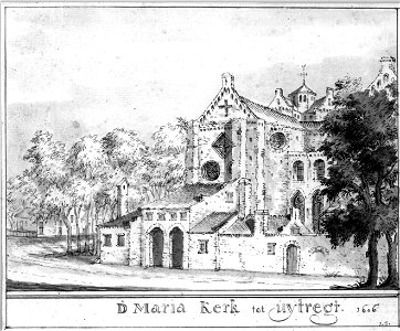 HUA-37302-Gezicht op de Mariakerk te Utrecht uit het noordwesten