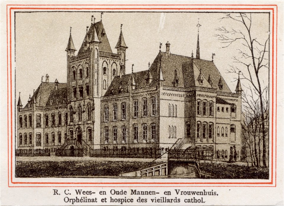 HUA-38587-Gezicht op de voor en zijgevel van het Roomsch Katholiek Wees en Oudeliedengesticht Maliesingel I 330L te UtrechtNB Het adres Maliesingel I 330 L is i