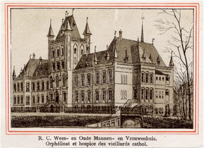 HUA-38587-Gezicht op de voor en zijgevel van het Roomsch Katholiek Wees en Oudeliedengesticht Maliesingel I 330L te UtrechtNB Het adres Maliesingel I 330 L is i