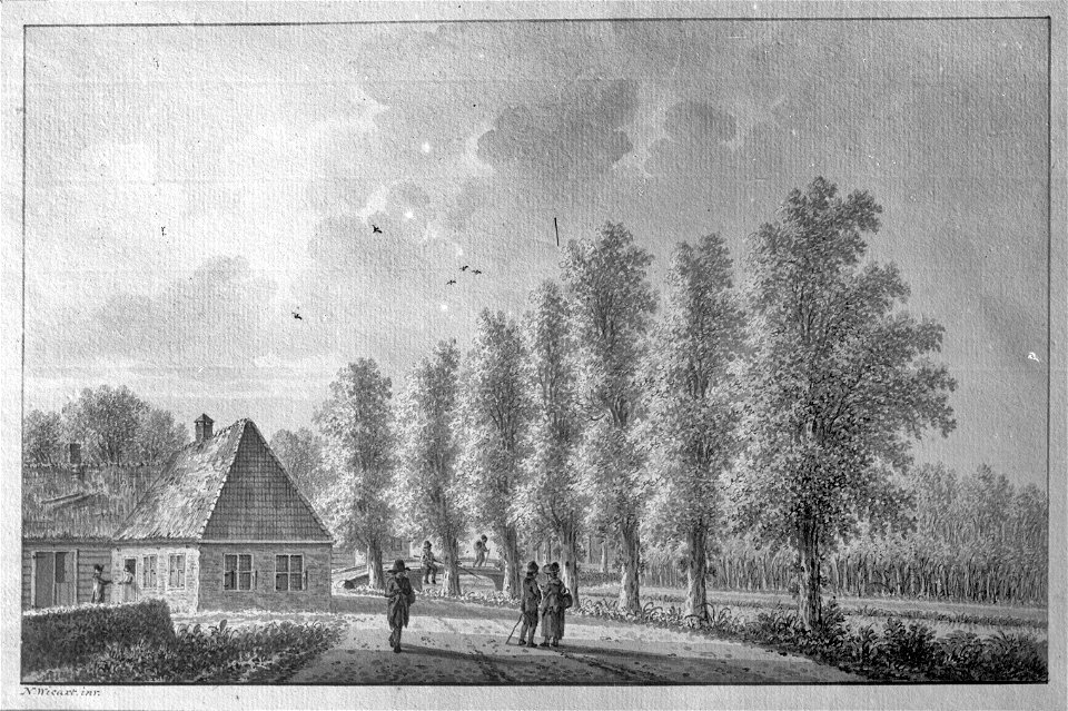HUA-38208-Gezicht op de achter en zijgevel van de herberg Het Boompje te Utrecht met op de achtergrond de Gildbrug in de Biltstraat over de Biltsche Grift