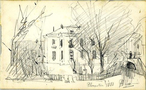 HUA-39447-Gezicht op de achtergevel van het huis Plompetorengracht H 687 te Utrecht met rechts de uitmonding van de Plompetorengracht in de stadsbuitengracht on