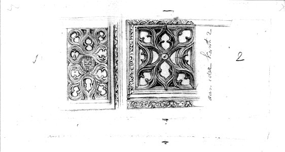 HUA-37077-Interieur van de Domkerk te Utrecht afbeelding van het middelste en het rechter gedeelte van het hek van de kapel van Van Veen ingericht als grafkapel