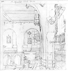 HUA-37514-Interieur van de Geertekerk te Utrecht doorkijk vanuit de zuidelijke zijbeuk door het schip naar de noordelijke zijbeuk en het noordertransept
