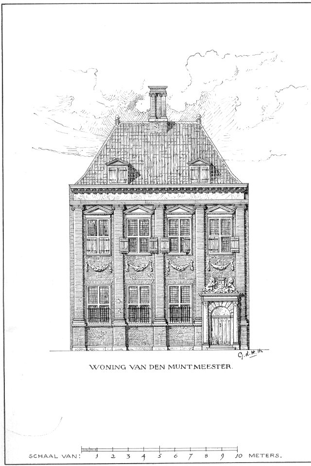 HUA-37796-Afbeelding van de voorgevel van de muntmeesterswoning aan de Oudegracht Weerdzijde 73 te UtrechtNB Het adres Oudegracht Weerdzijde 73 is in 1917 gewij