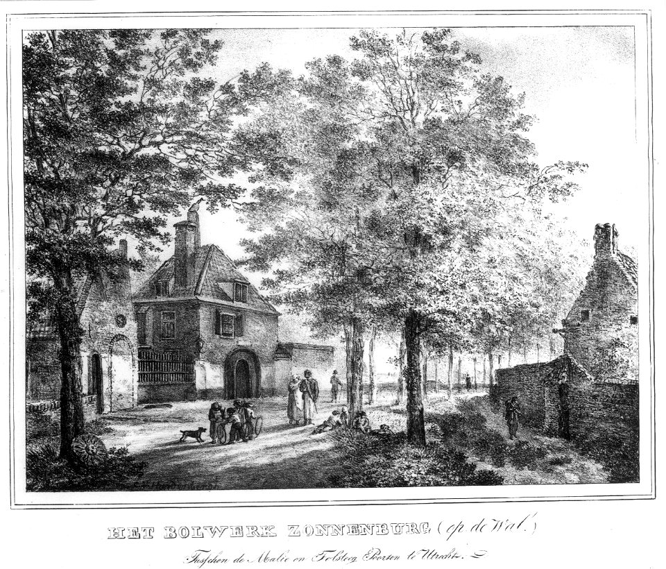 HUA-36557-Gezicht vanaf het bastion Zonnenburg op de stadswal te Utrecht uit het noordoosten