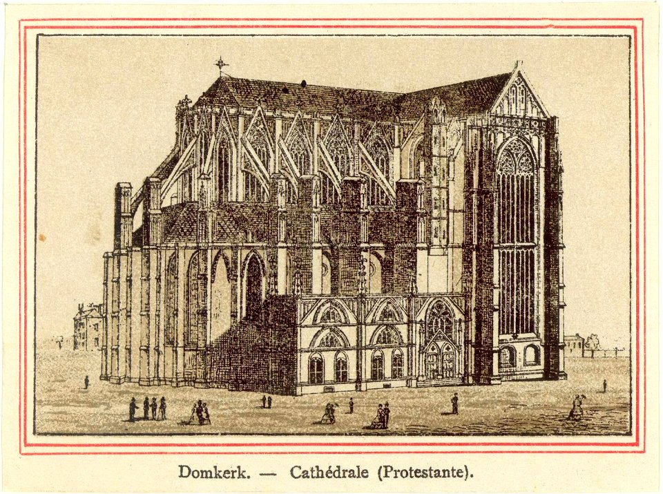 HUA-38506-Gezicht op de Domkerk op het Domplein te Utrecht uit het noordoosten