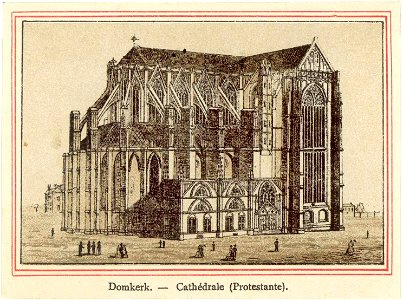 HUA-38506-Gezicht op de Domkerk op het Domplein te Utrecht uit het noordoosten