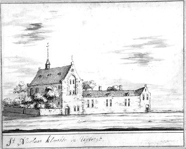 HUA-37731-Gezicht op het St Nicolaasklooster te Utrecht