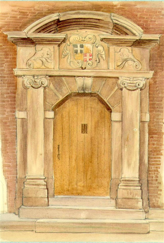 HUA-37822-Afbeelding van de achterpoort van de Statenkamer aan het Hoogt te Utrecht