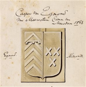 HUA-39380-Afbeelding van de gevelsteen Casper van Egmond van Meerestein boven de ingang van de conciërgewoning van het Huis van de Duitse Orde aan de Hofpoort N