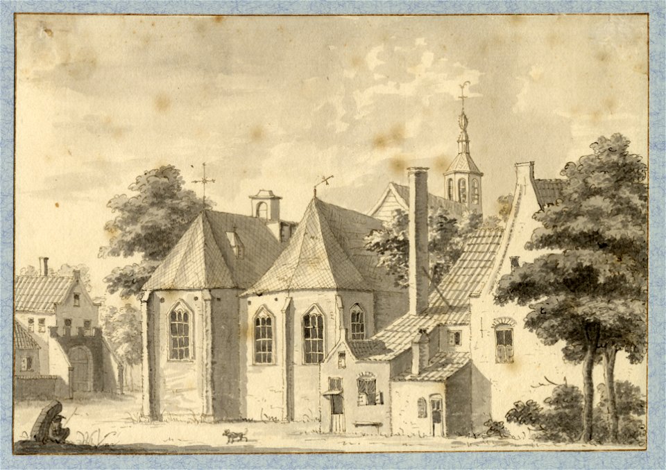 HUA-35080-Gezicht op de kerk van het Wittevrouwenklooster te Utrecht uit het noordoosten