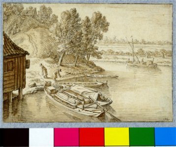 HUA-36491-Gezicht over de stadsbuitengracht op de noordwesthoek van het Mariabolwerk te Utrecht uit het noorden met links de hoek van een houten gebouw