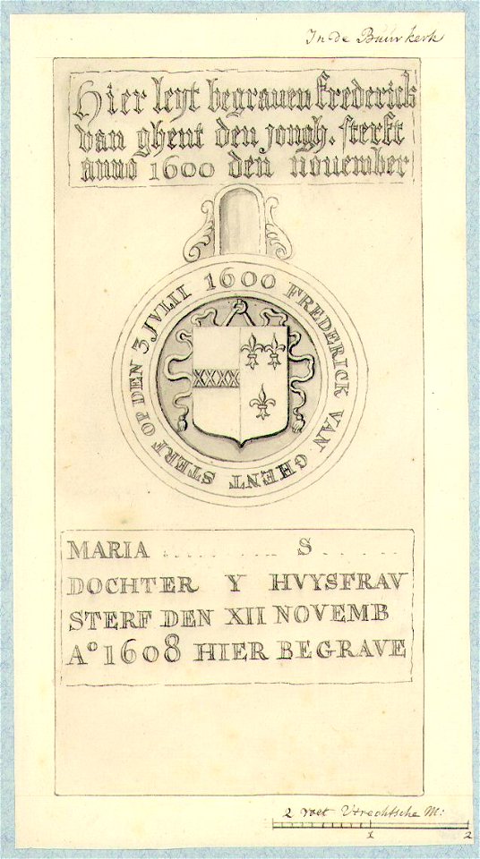 HUA-37393-Afbeelding van de grafzerk van Frederick van Ghent de Jonge overleden 1600 in de Buurkerk te Utrecht