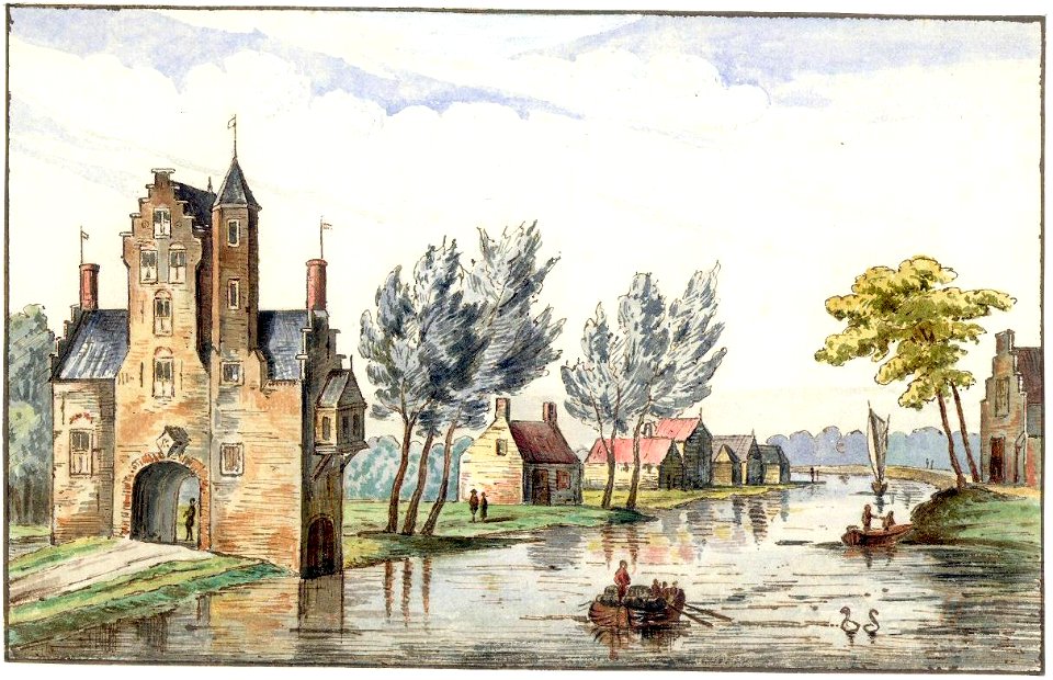 HUA-38645-Gezicht op de Vecht te Utrecht met de Pellecussenpoort