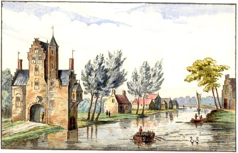 HUA-38645-Gezicht op de Vecht te Utrecht met de Pellecussenpoort