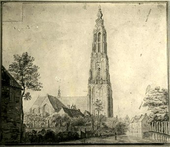 HUA-5981-Gezicht op de Onze Lieve Vrouwekerk te Amersfoort uit het noorden. Free illustration for personal and commercial use.