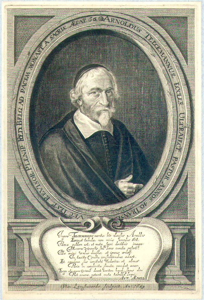 HUA-39259-Portret van Arnold Teeckman geboren 1594 hervormd predikant te Utrecht 1620 1666 en gevolmachtigde bij de onderhandelingen voor de vrede van Munster o