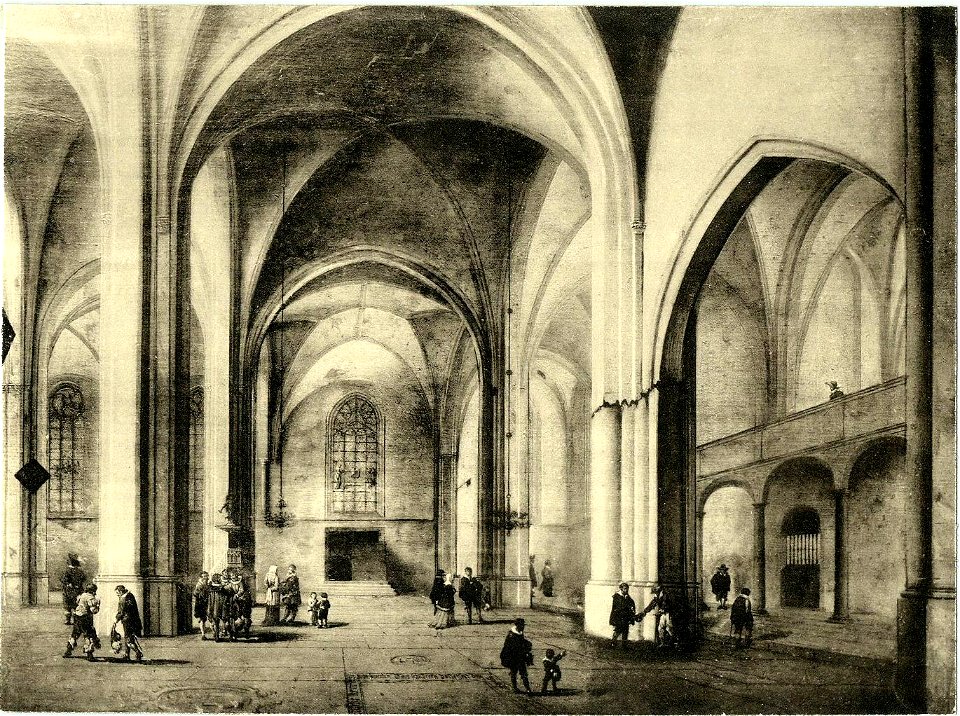 HUA-6304-Interieur van de Cunerakerk te Rhenen het noordertransept met links een gedeelte van het schip en rechts een gedeelte van het oxaal dat de afsluiting 