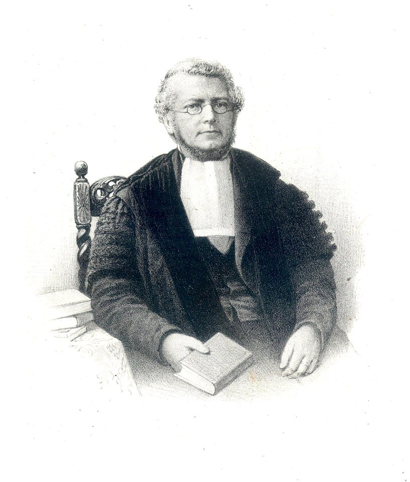 HUA-38954-Portret van P Harting geboren 1812 hoogleraar in de wis en natuurkunde aan de Utrechtse hogeschool 1843 1882 overleden 1885 Te halve lijve rechts zitt