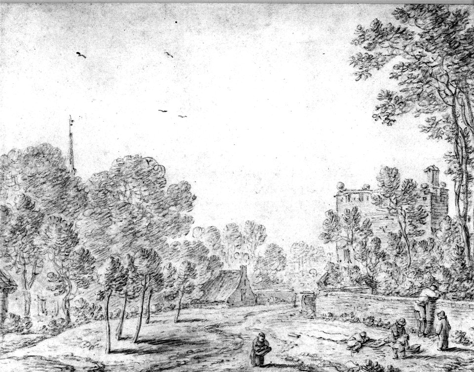 HUA-36394-Gezicht boven op de stadswal te Utrecht uit het zuidwesten met rechts de toren op het St Servaashek en links de torenspits van de kerk van het St Serv