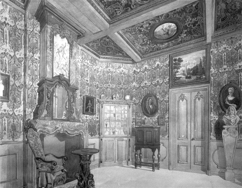 HUA-38097-Interieur van het Stedelijk Museum van Oudheden in het huis Het Hogeland Museumlaan 2 de stijlkamer van het eind van de 17de eeuw